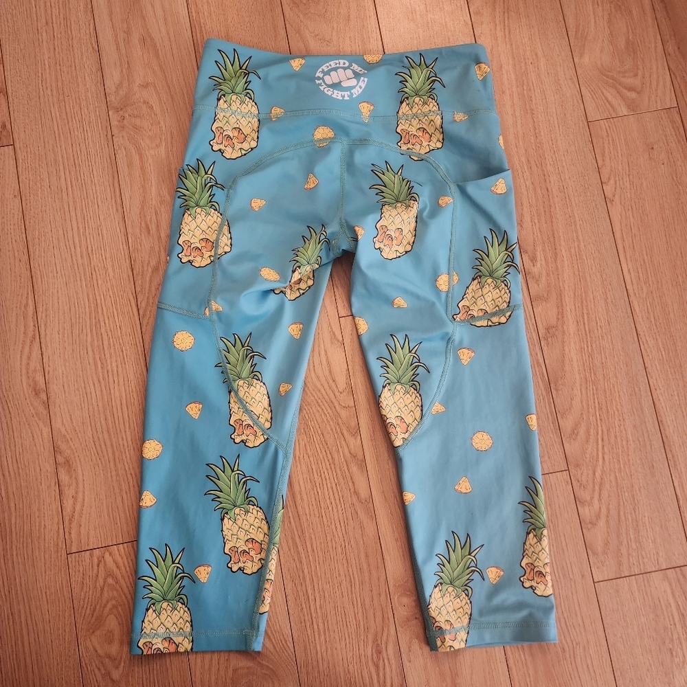 Feed Me Fight Me Skull Pineapple Leggings-Small - Picture 8 of 12